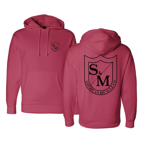 S&M Two Shield Heavy Hooded Sweat Red