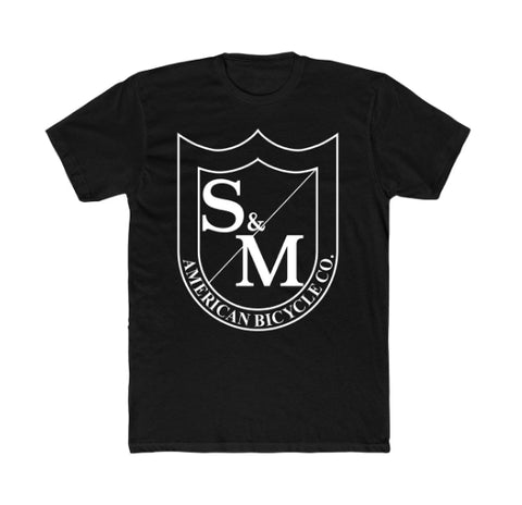 S&M Big Shield T-Shirt White on Black